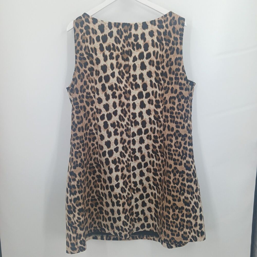 Cider Leopard Print Sleeveless Dress Womens Size 2XL Brown Animal Print Boho